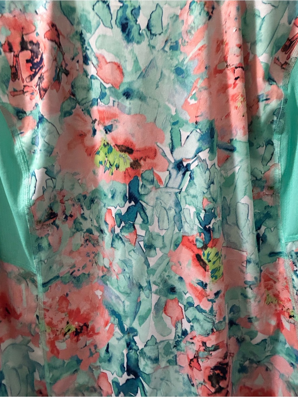 tek gear Mint Floral Sleeveless Tank with Coral Accents - Picture 2 of 4